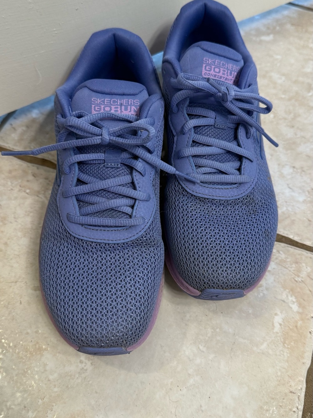Skechers Women's Purple Lace-Up Mesh Athletic Sneakers
